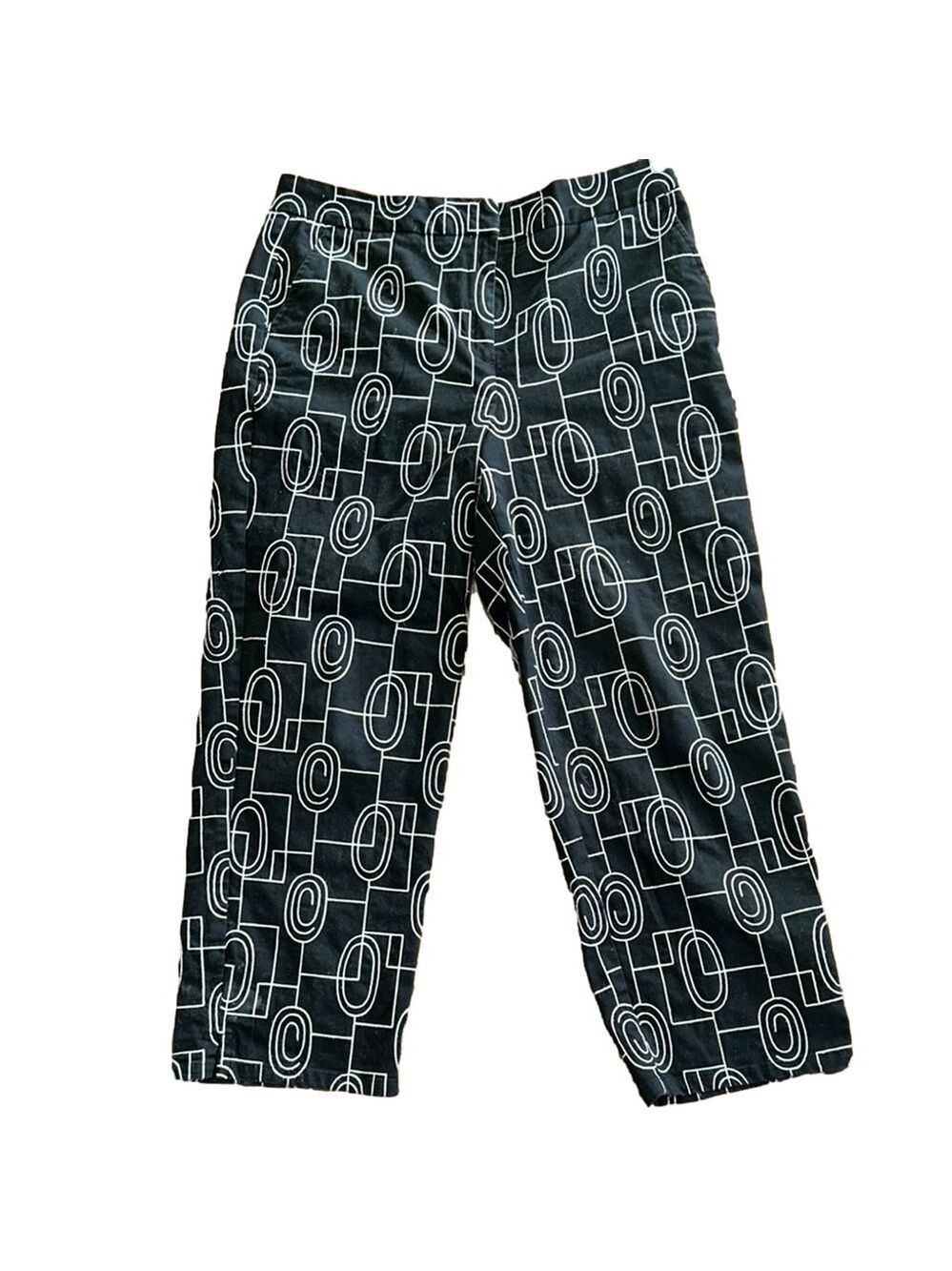 Talbots: Black Geometric Crop Pants: Size 12